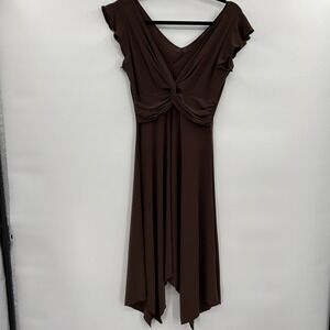 Vintage Cocomo Y2K‎ Forest Fairy Babydoll Dress Size S Brown Asymmetric Flutter